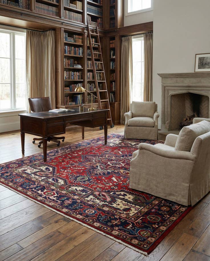 Detail image of 8' 3 x 8' 3 Heriz Wool Square Rug