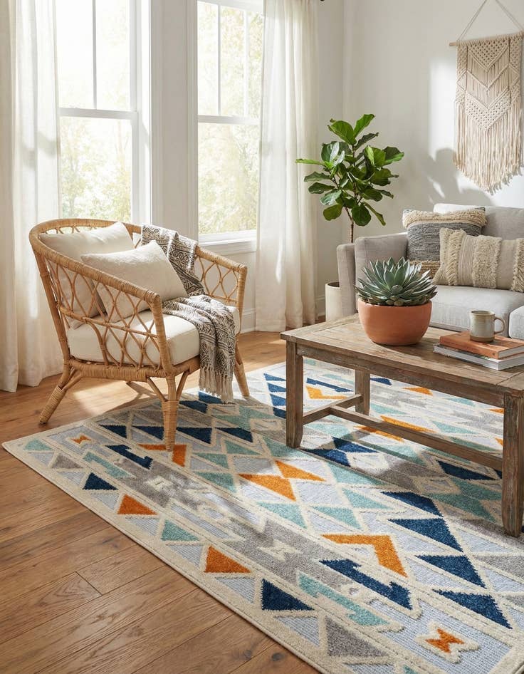 Detail image of 5' 3 x 5' 3  Washable Aruba Indoor / Outdoor Square Rug