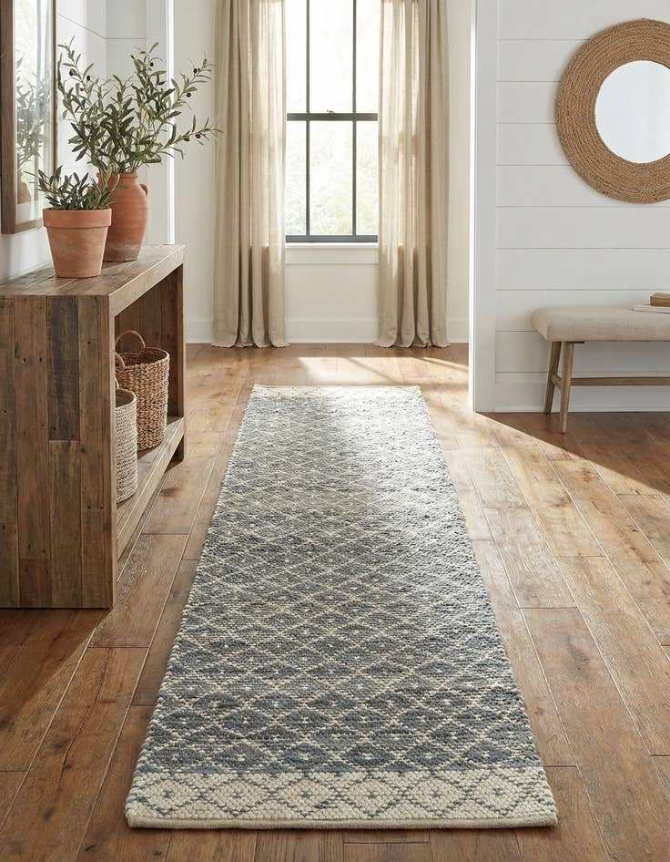 Detail image of  2' 7 x 13' 1  Hand Woven Chindi Trellis Runner Rug