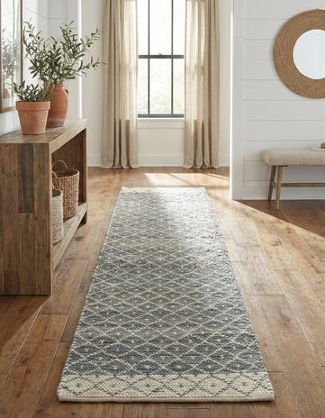 2' 7 x 13' 1 Hand Woven Chindi Trellis Runner Rug