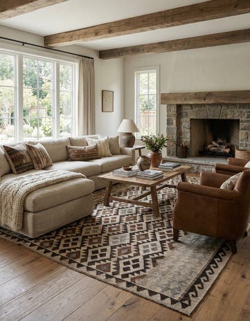 6' 10 x 9' 8 Hand Woven Kilim Maymana Wool Rug