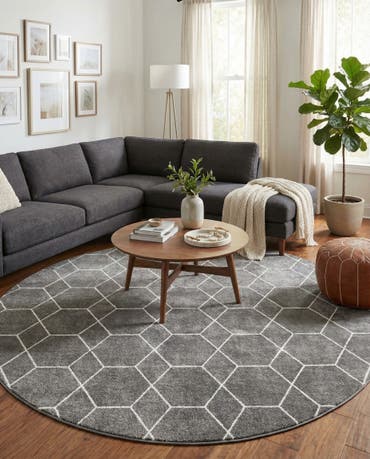  12' x 12' Lattice Frieze Round Rug