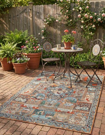4' x 6' Easy-Clean Traditional Indoor / Outdoor Rug
