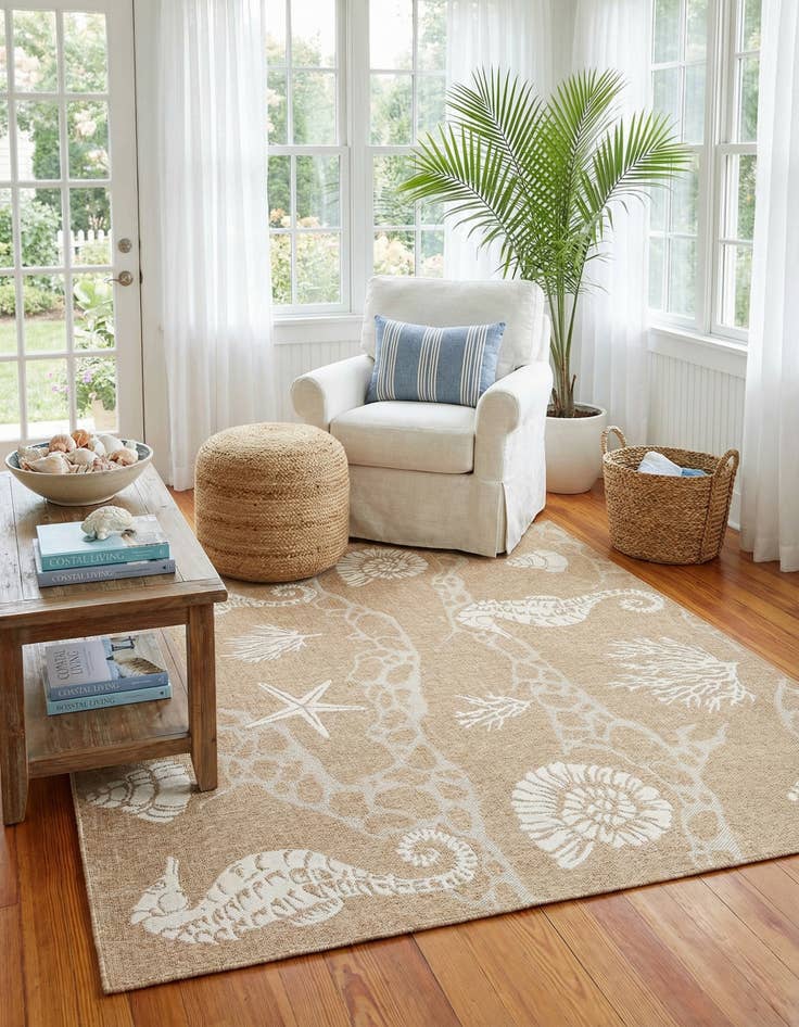 Detail image of  7' 10 x 7' 10  Washable Coastal Indoor / Outdoor Square Rug