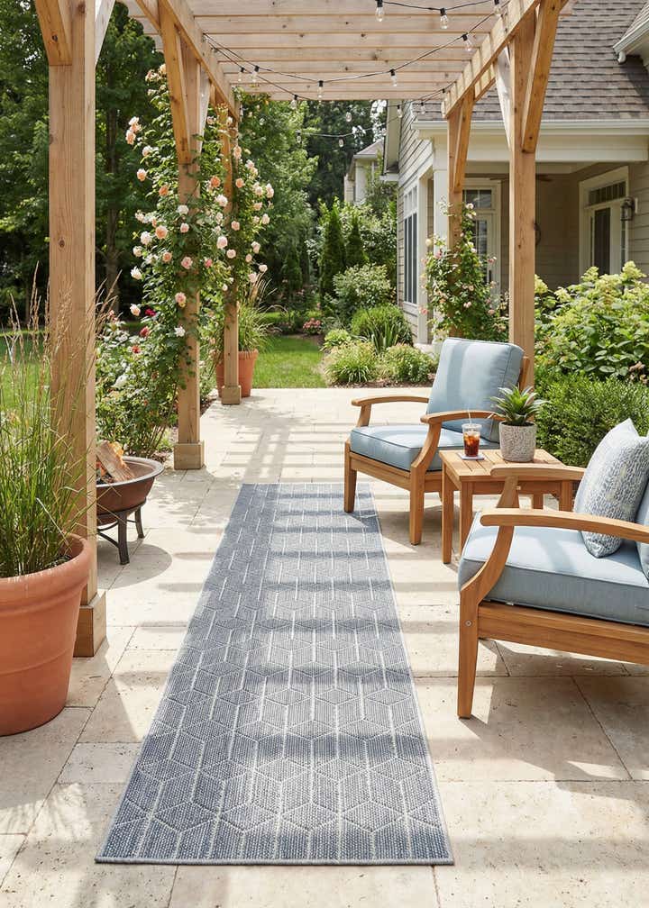 2' 7 x 12' Easy-Clean Trellis Indoor / Outdoor Runner Rug