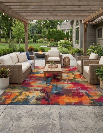 9' x 12' Easy-Clean Modern Indoor / Outdoor Rug