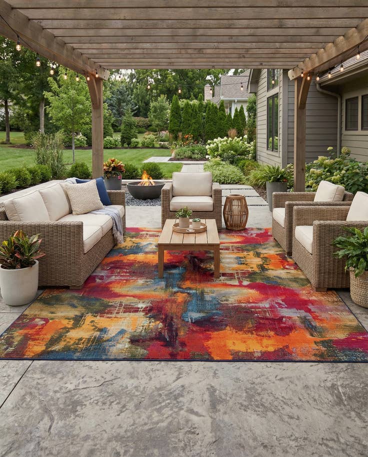 Detail image of 9' x 12' Easy-Clean Modern Indoor / Outdoor Rug
