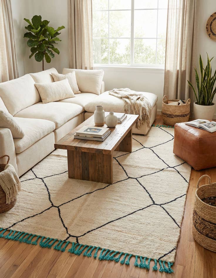 Detail image of 4' 10 x 7' 2  Hand Knotted Moroccan Wool Rug