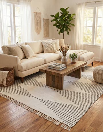 White Hand Woven Chindi Cotton Rug