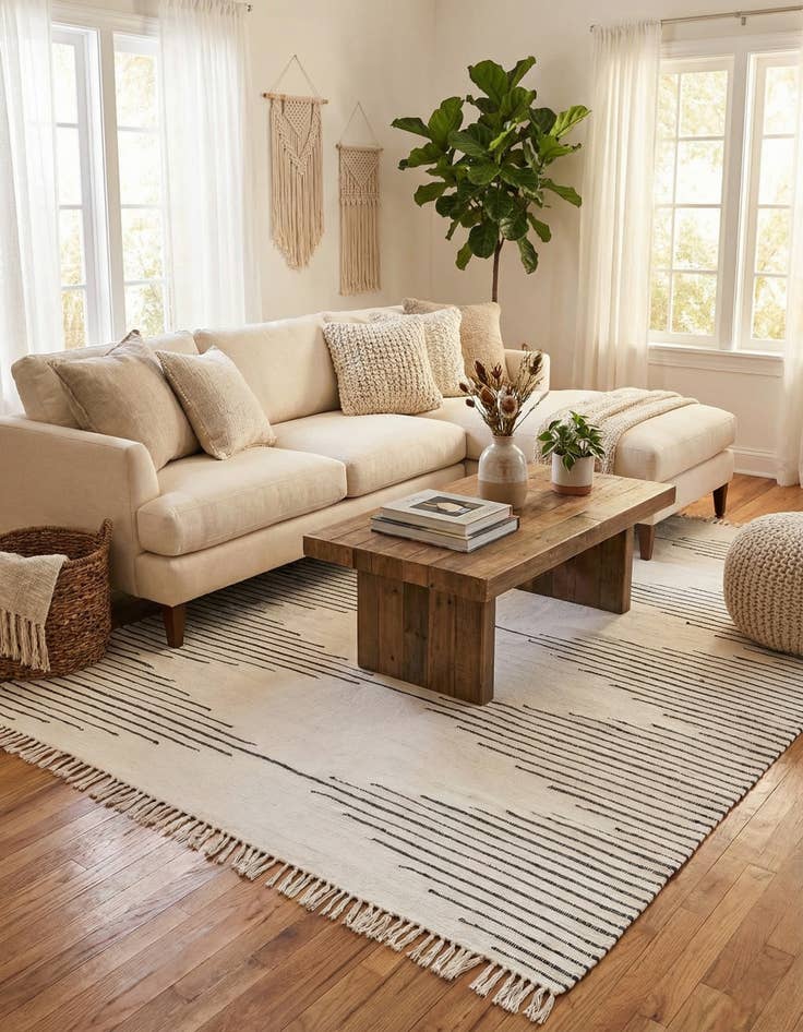 Detail image of 8' x 10'  Hand Woven Chindi Cotton Rug