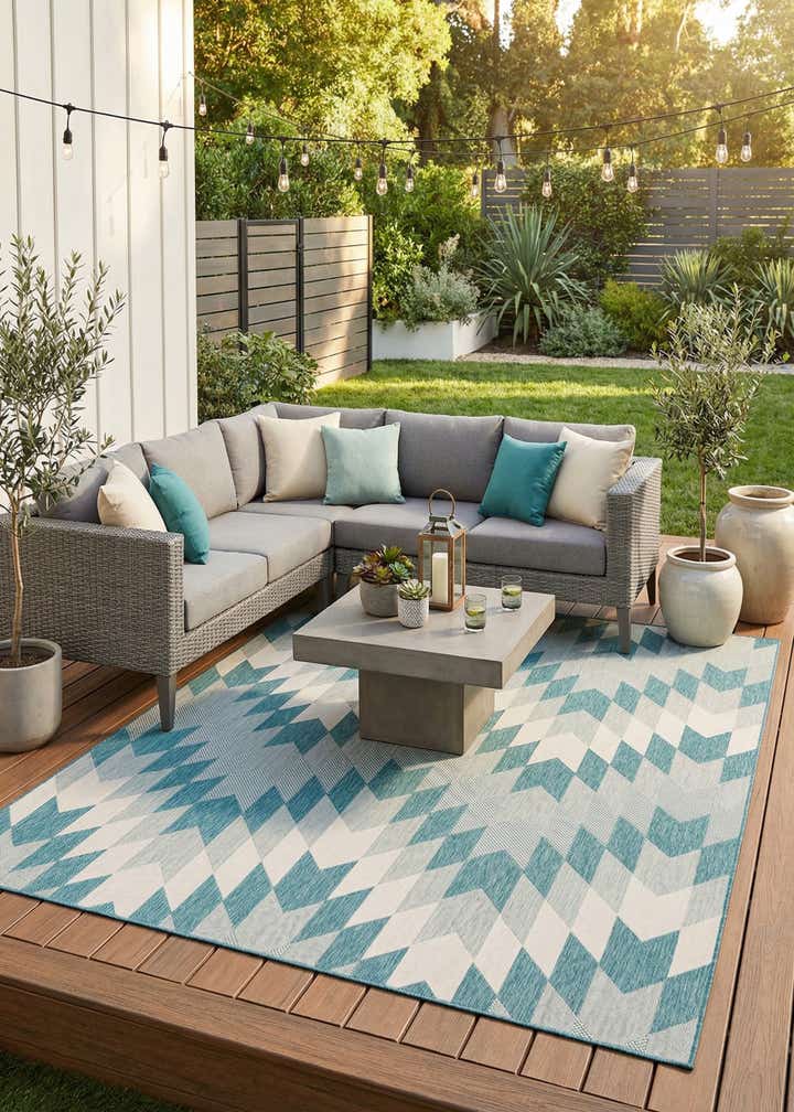 7' 10 x 10' Easy-Clean Modern Indoor / Outdoor Rug