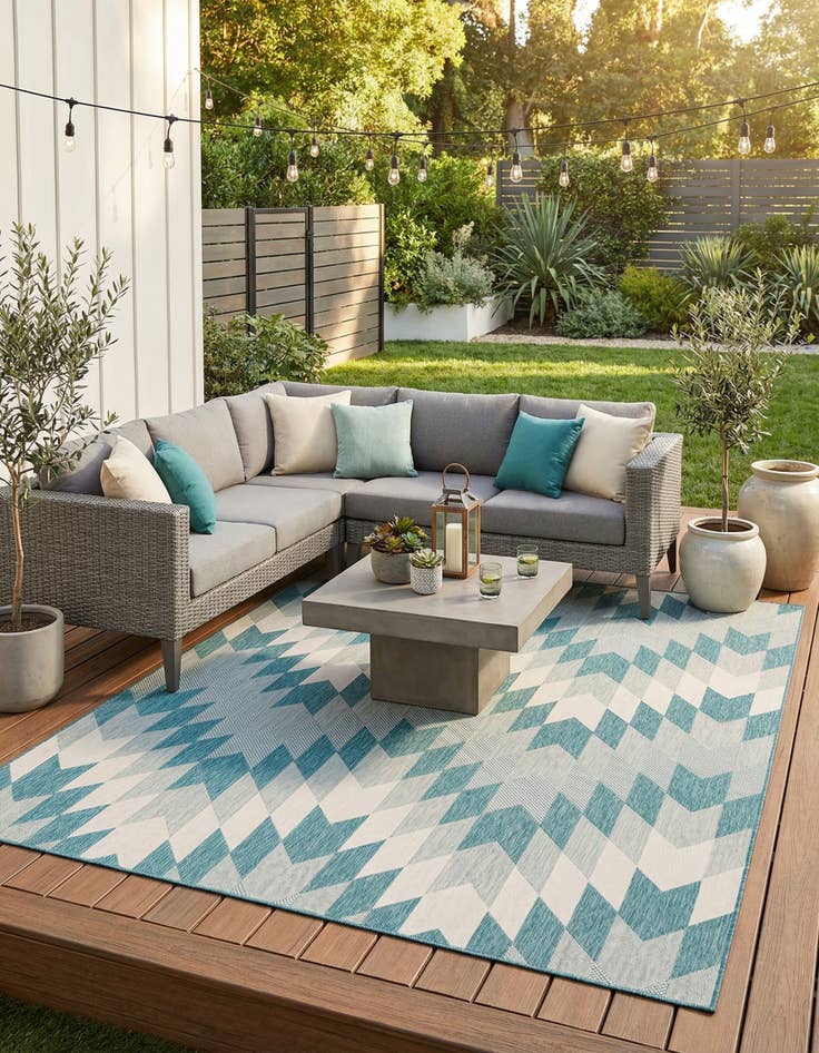 Detail image of 7' 10 x 10'  Washable Modern Indoor / Outdoor Rug