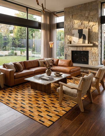 8' 1 x 10' Cowhide - Patchwork Rug