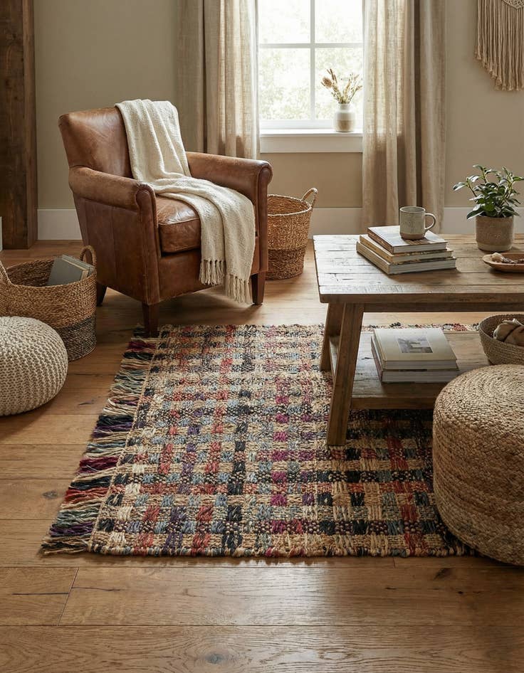 Detail image of 2' x 3' 1 Hand Woven Chunky Jute Rug