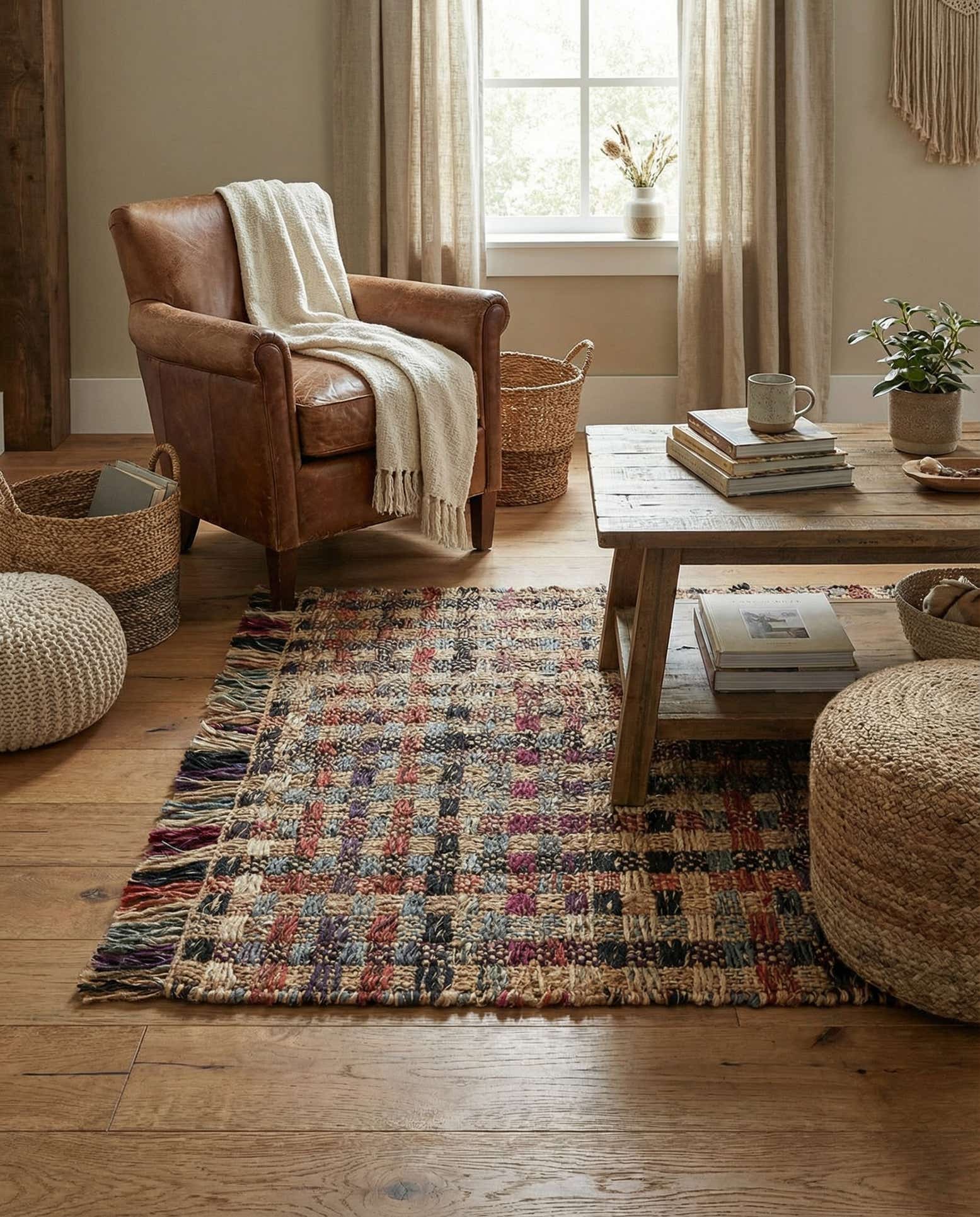 2' x 3' 1 Hand Woven Chunky Jute Rug