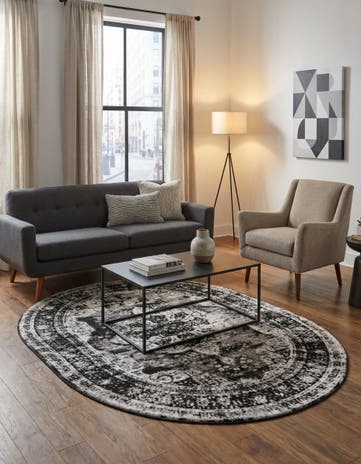 Black Monaco Oval Rug