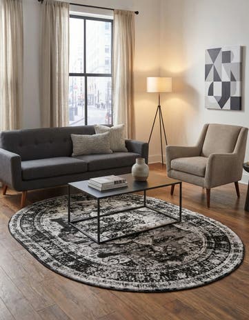 Black Monaco Oval Rug