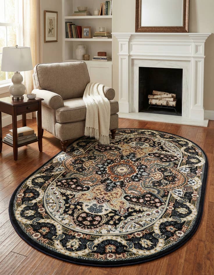 Detail image of 3' 1 x 5' 3 Nain Design Oval Rug