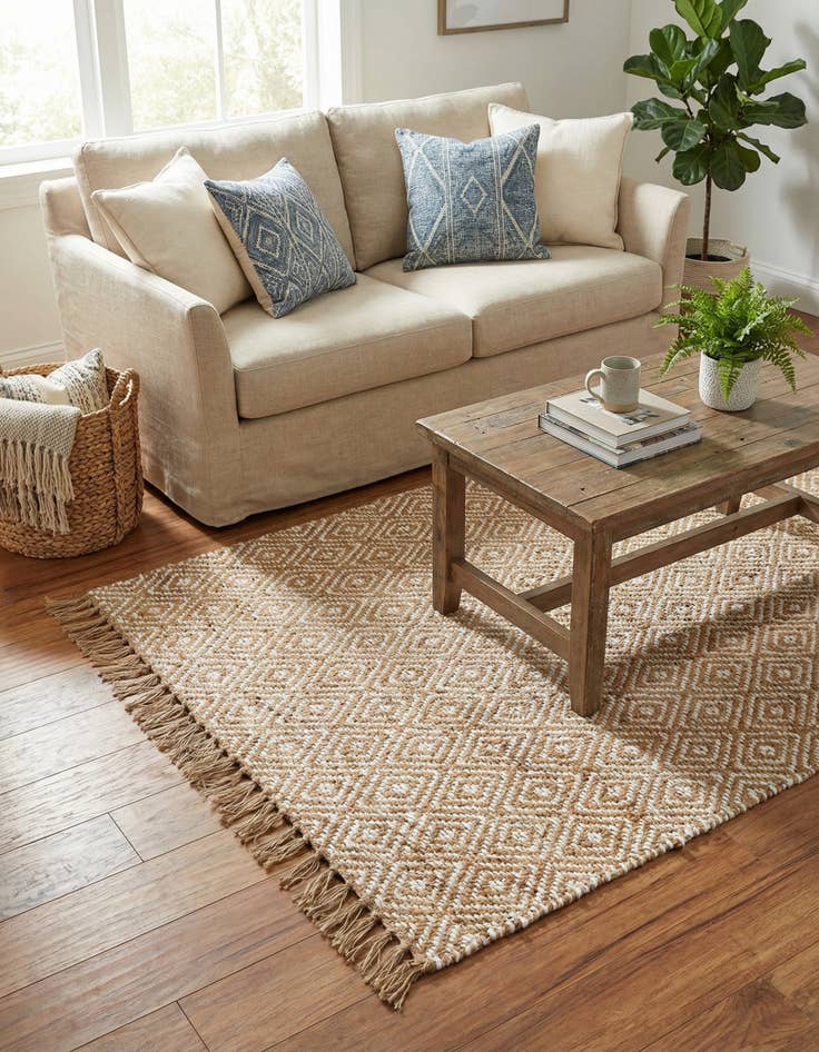 Detail image of  4' 1 x 6' 1  Hand Woven Braided Jute Rug