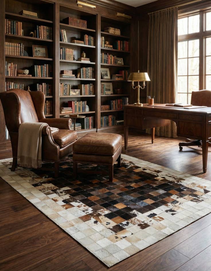 Detail image of 5' x 7' 11 Cowhide Stocks Rug