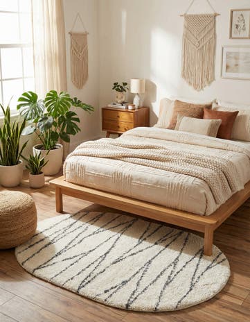 White Serenity Shag Oval Rug