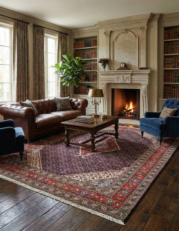 Detail image of 7' 6 x 10' 8 Heriz Wool Rug