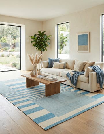 6' 8 x 9' 9 Hand Woven Kilim Modern Wool Rug