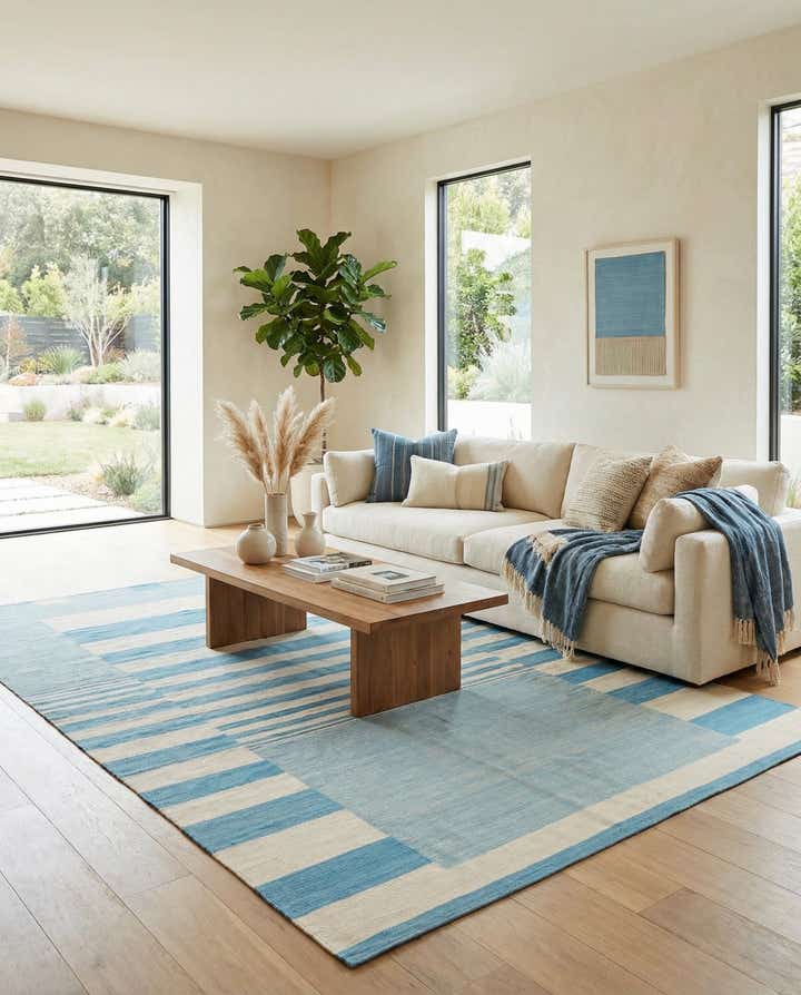 6' 8 x 9' 9 Hand Woven Kilim Modern Wool Rug