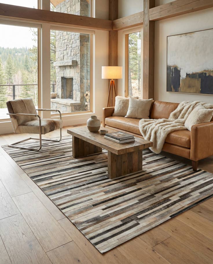 Detail image of 5' 2 x 8' Cowhide - Patchwork Rug