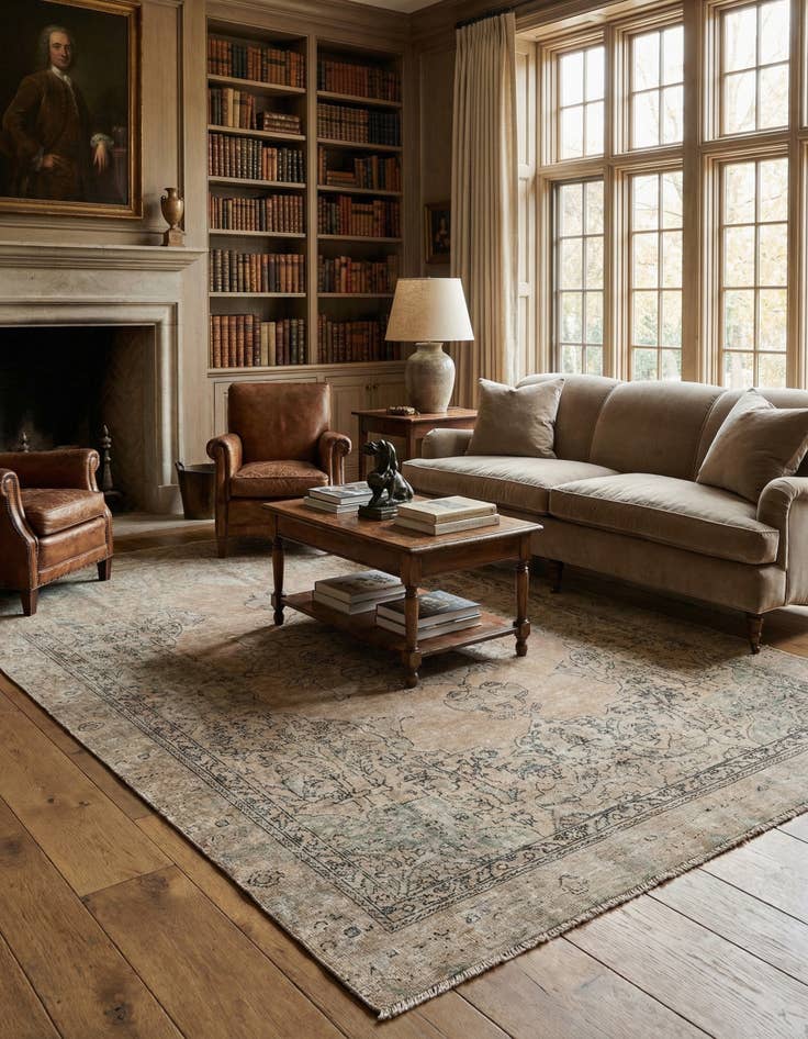 Detail image of  6' 3 x 9' 2  Hand Knotted Ultra Vintage Persian Wool Rug