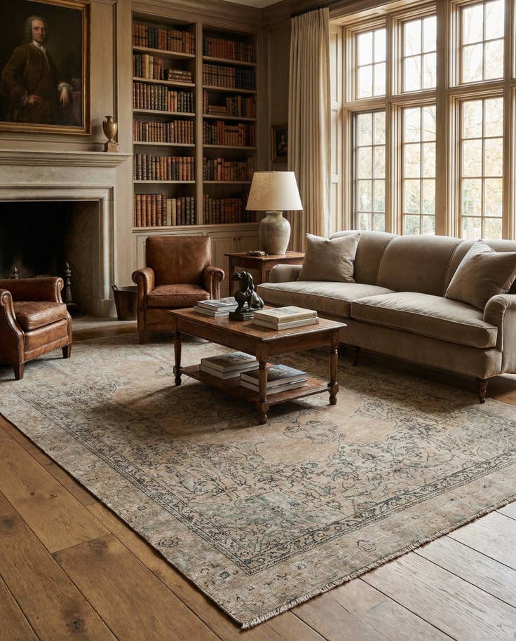 Detail image of 6' 3 x 9' 2 Hand Knotted Ultra Vintage Persian Wool Rug