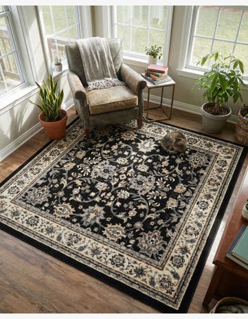 Black Yasmin Square Rug