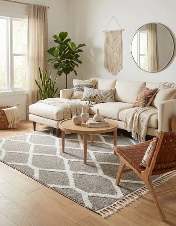 Gray Boho Square Rug