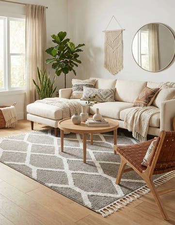 Gray Boho Square Rug
