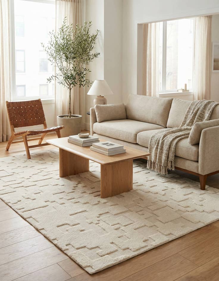 Detail image of 5' 2 x 8' 2 Hand Knotted Lana New Zealand Wool Rug