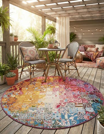 5' x 5' Easy-Clean Modern Indoor / Outdoor Round Rug