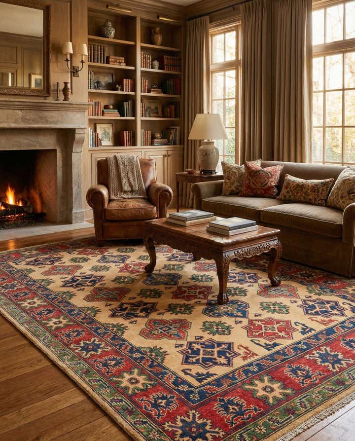 6' 7 x 9' 6 Hand Knotted Kazak Rug