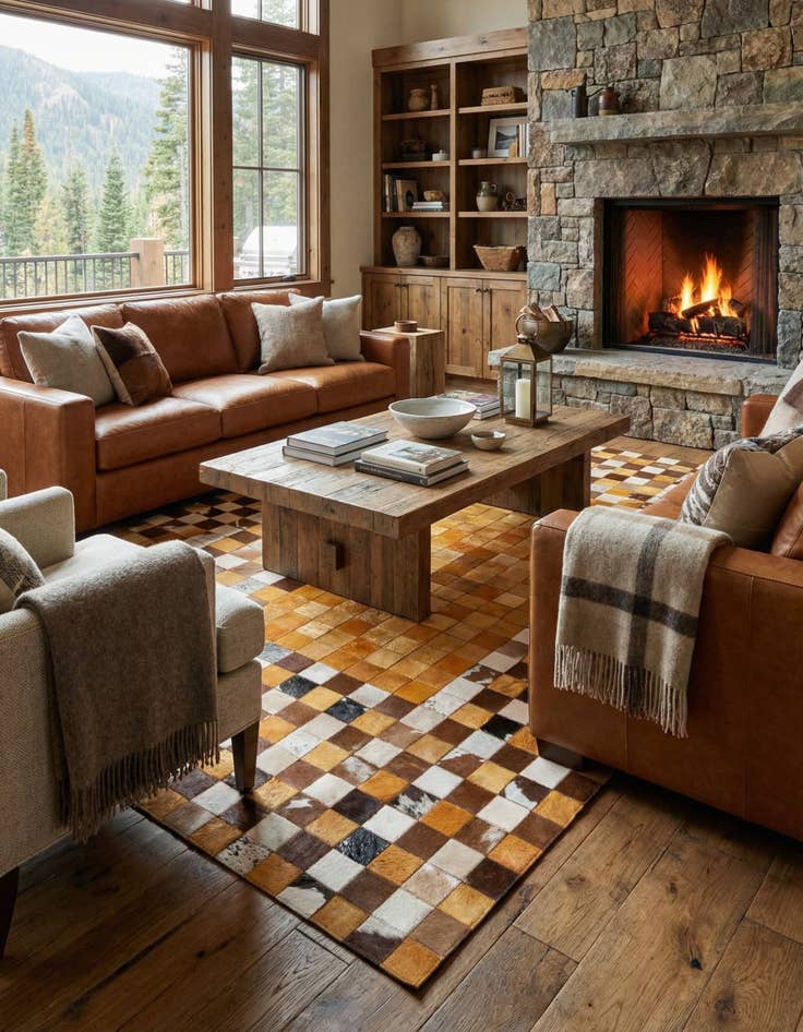 Detail image of 5' x 8' Cowhide Stocks Rug