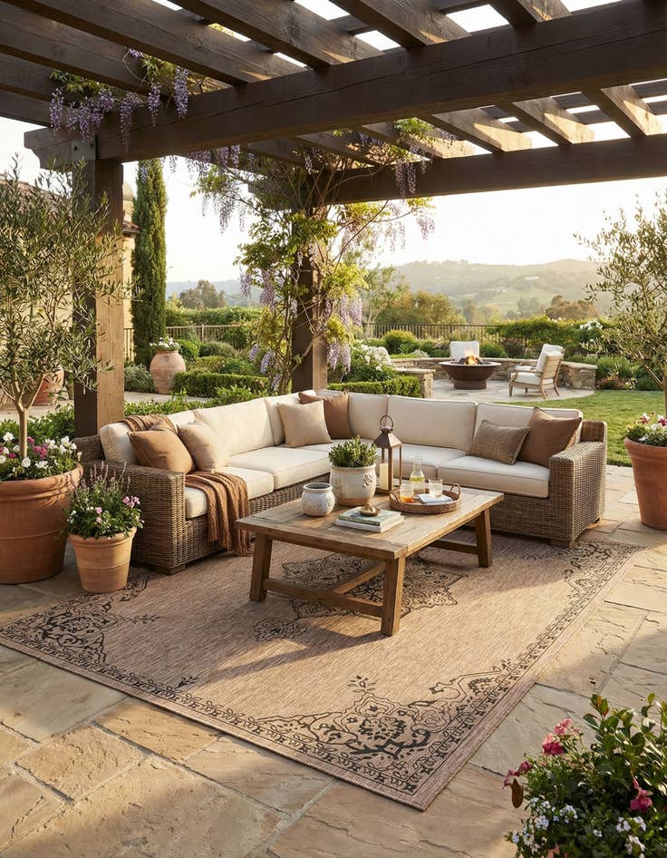 Detail image of 10' x 13'  Washable Traditional Indoor / Outdoor Rug