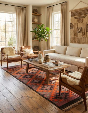 4' 9 x 11' 6 Hand Woven Kilim Afghan Wool Runner Rug