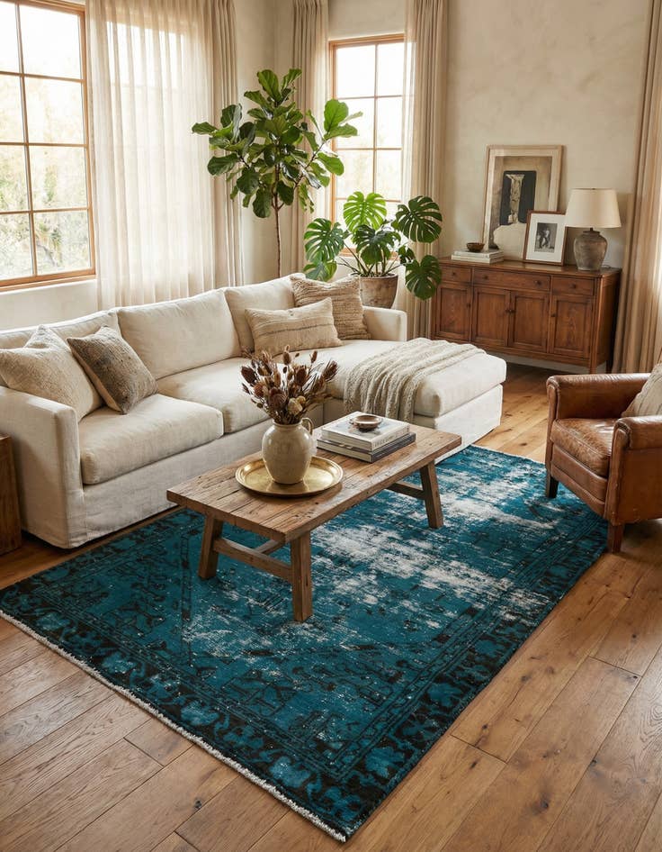 Detail image of 4' 1 x 7'  Hand Knotted Ultra Vintage Persian Wool Rug