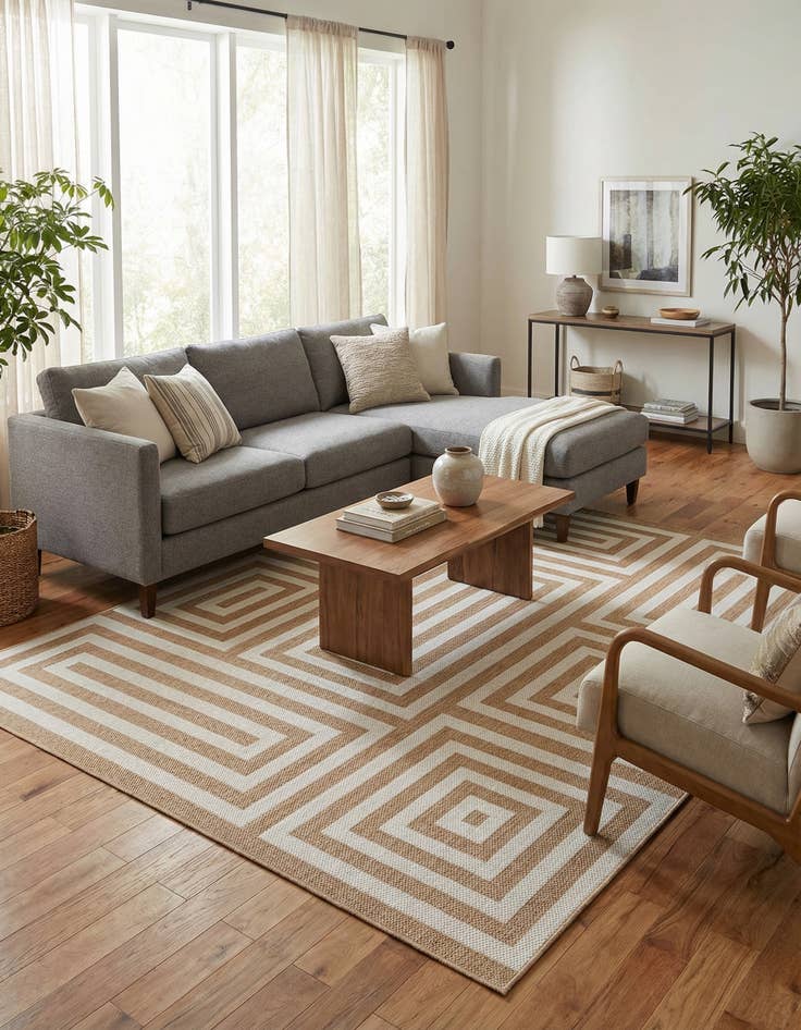 Detail image of 9' x 12'  Washable Modern Indoor / Outdoor Rug