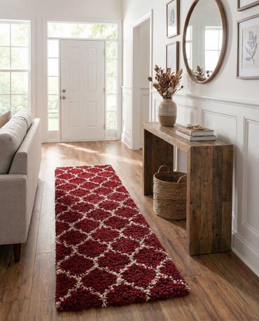  3' 3 x 16' 5 Lattice Shag Runner Rug