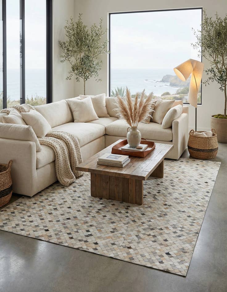 Detail image of  8' 1 x 10' 1 Cowhide Leather Rug