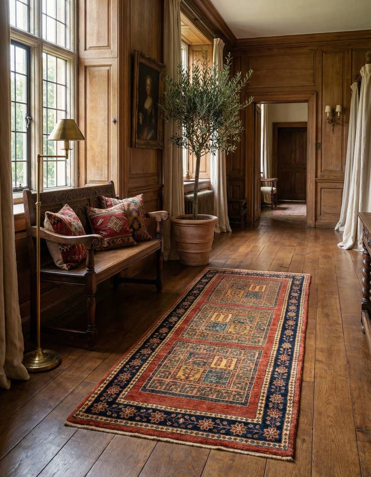 Detail image of 2' 7 x 6' 5 Luribaft Wool Runner Rug