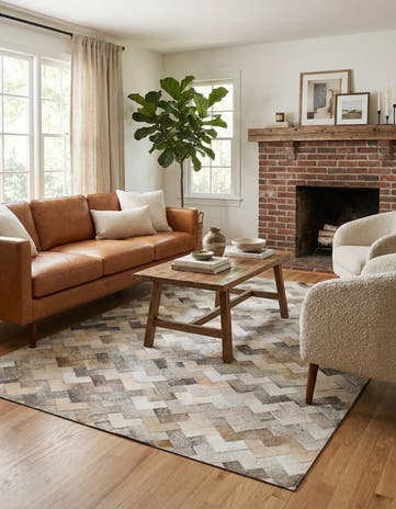4' 1 x 5' 11 Cowhide Stocks Rug