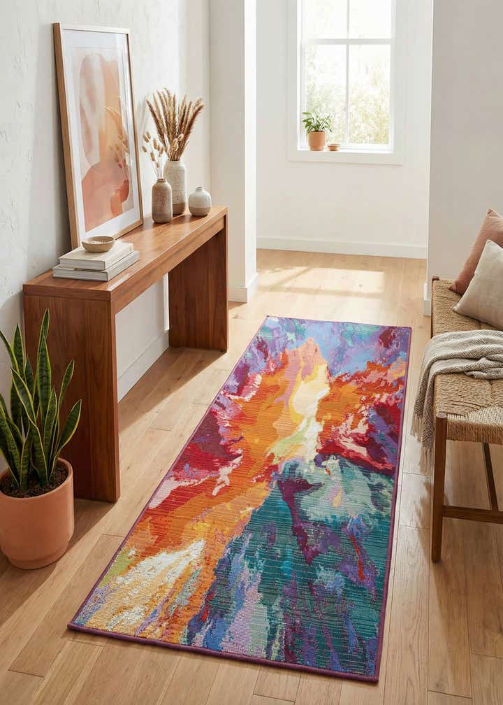 2' 7 x 5' 3 Easy-Clean Modern Indoor / Outdoor Runner Rug