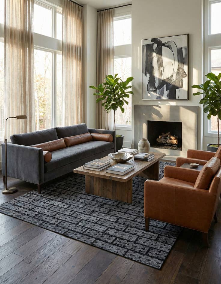 Detail image of 5' 1 x 7' 10 Cowhide - Patchwork Rug