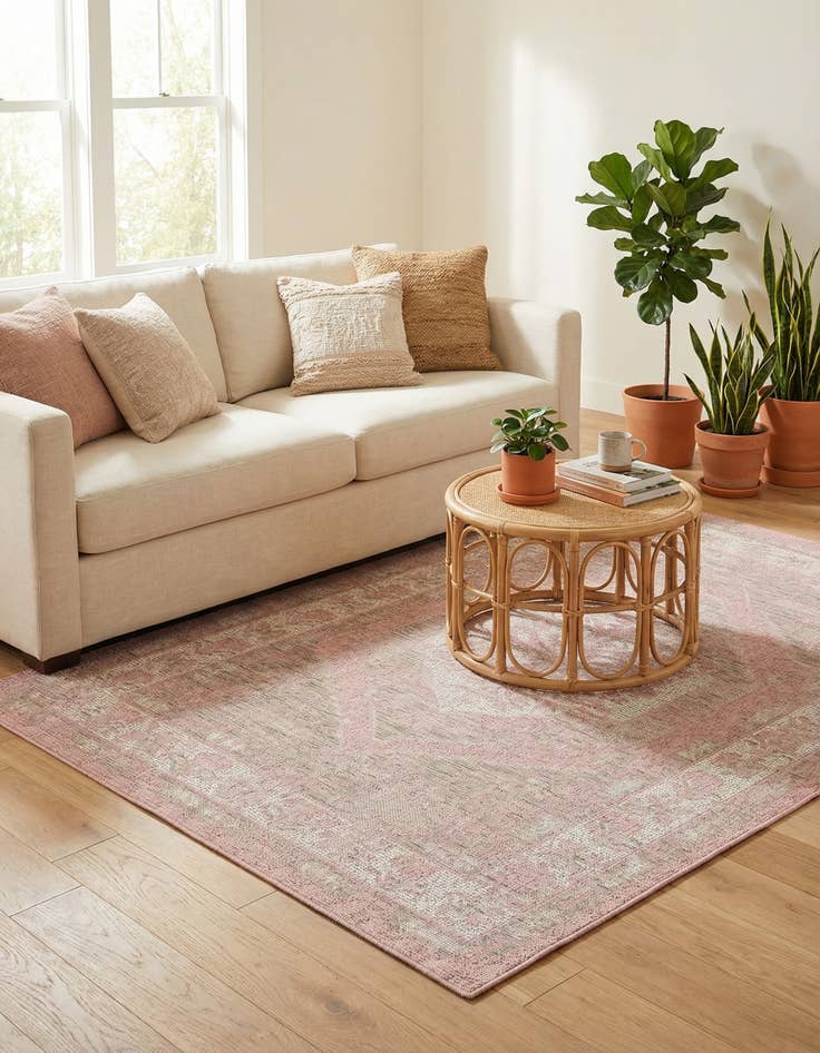 Detail image of 4' x 6'  Washable Traditional Indoor / Outdoor Rug