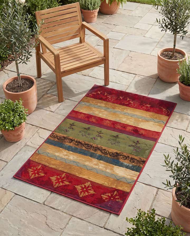 3' 3 x 5' 3 Easy-Clean Modern Indoor / Outdoor Rug